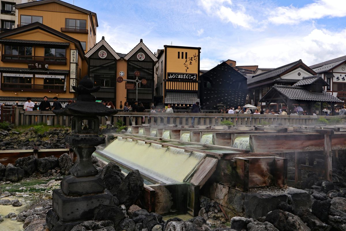 People relaxing in a traditional Japanese public bath