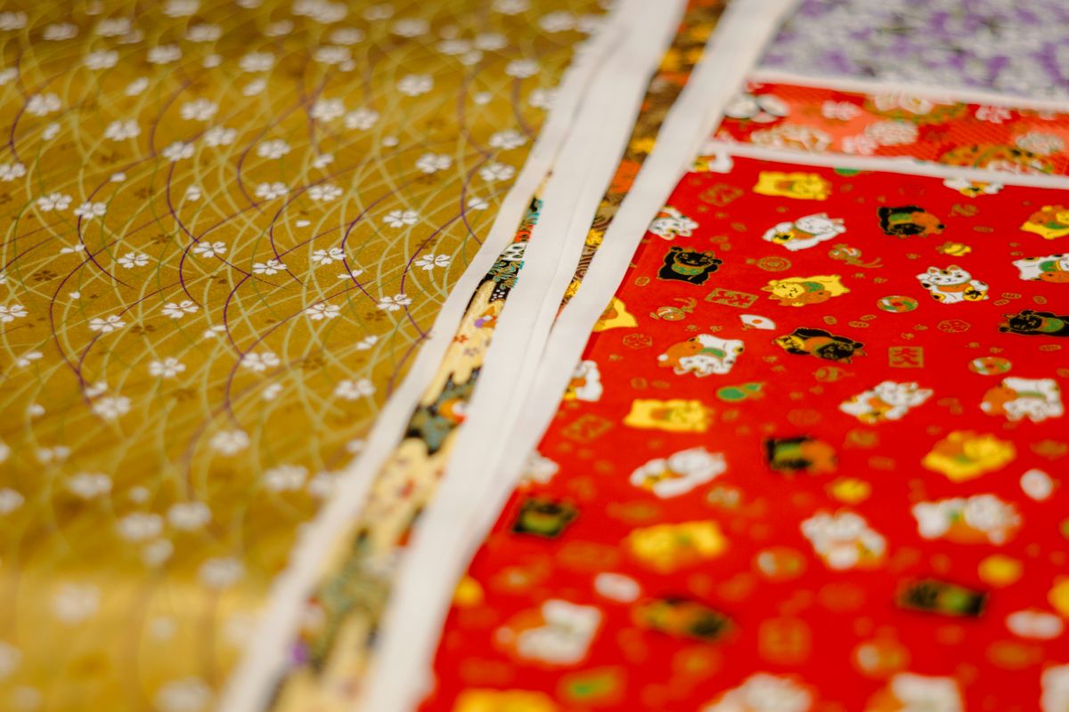 Traditional Japanese washi handmade paper drying in a workshop