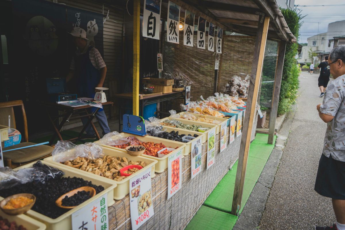 Japanese farmers' market with fresh seasonal vegetables and local produce